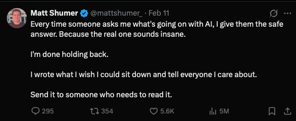Matt Shumer tweet - Something Big Is Happening